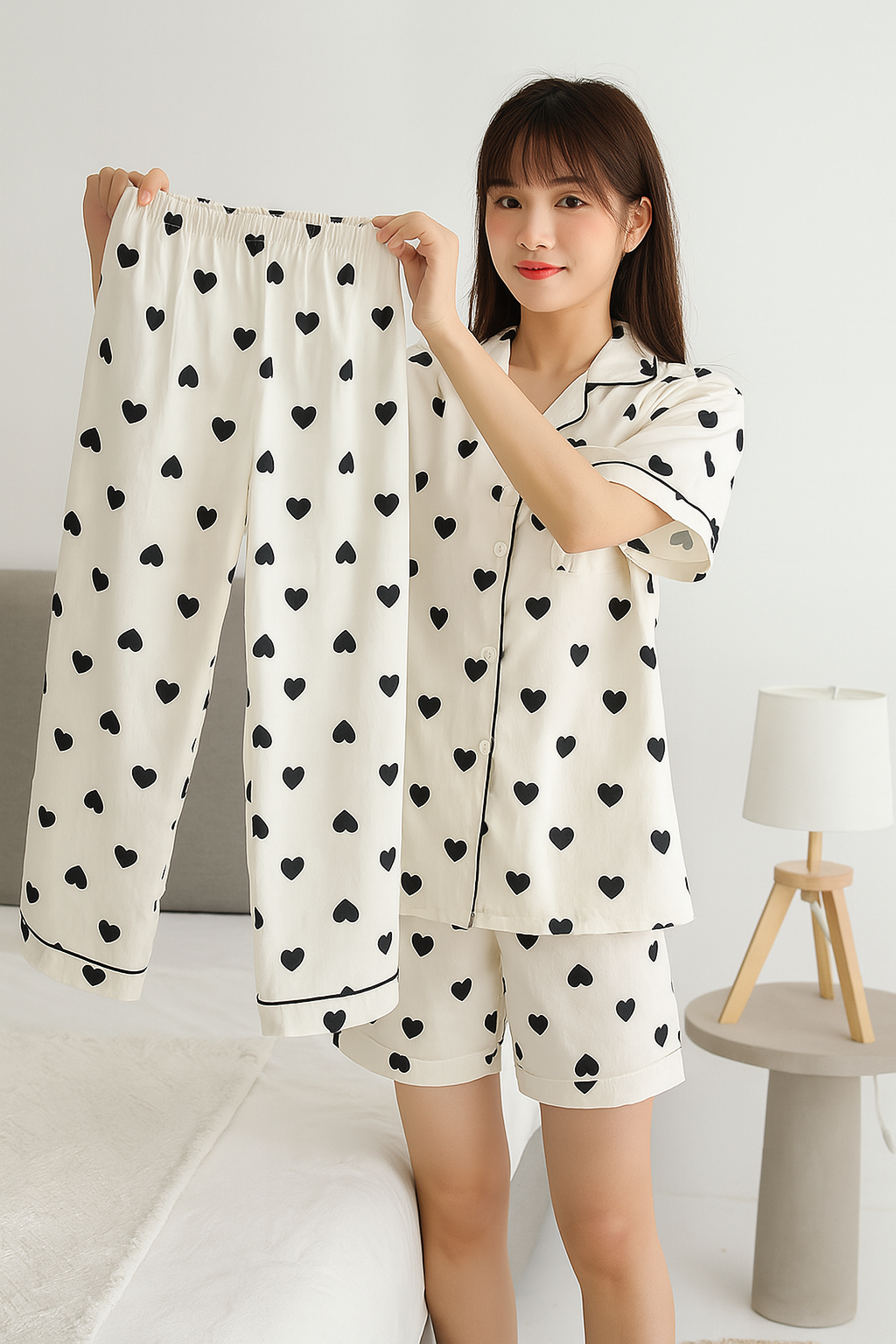 3pcs Cloud cotton summer pajamas for women – lightweight, loose-fitting, trendy loungewear that can also be worn outside. - Image 3