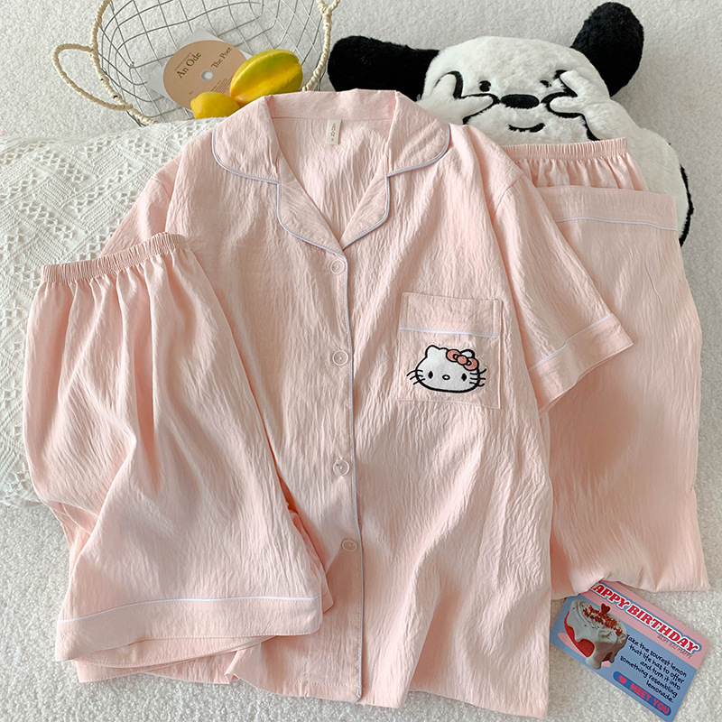 3pcs Cloud cotton summer pajamas for women – lightweight, loose-fitting, trendy loungewear that can also be worn outside. - Image 17