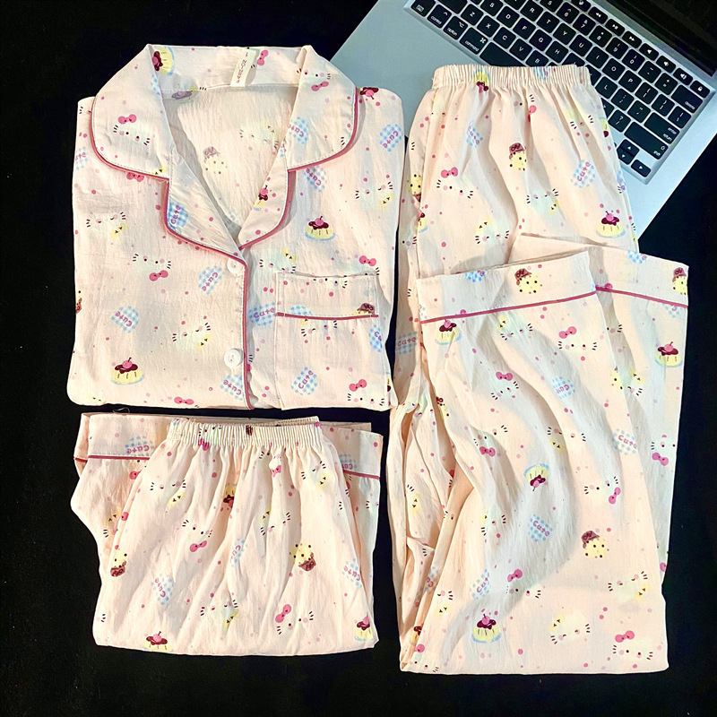 3pcs Cloud cotton summer pajamas for women – lightweight, loose-fitting, trendy loungewear that can also be worn outside. - Image 10