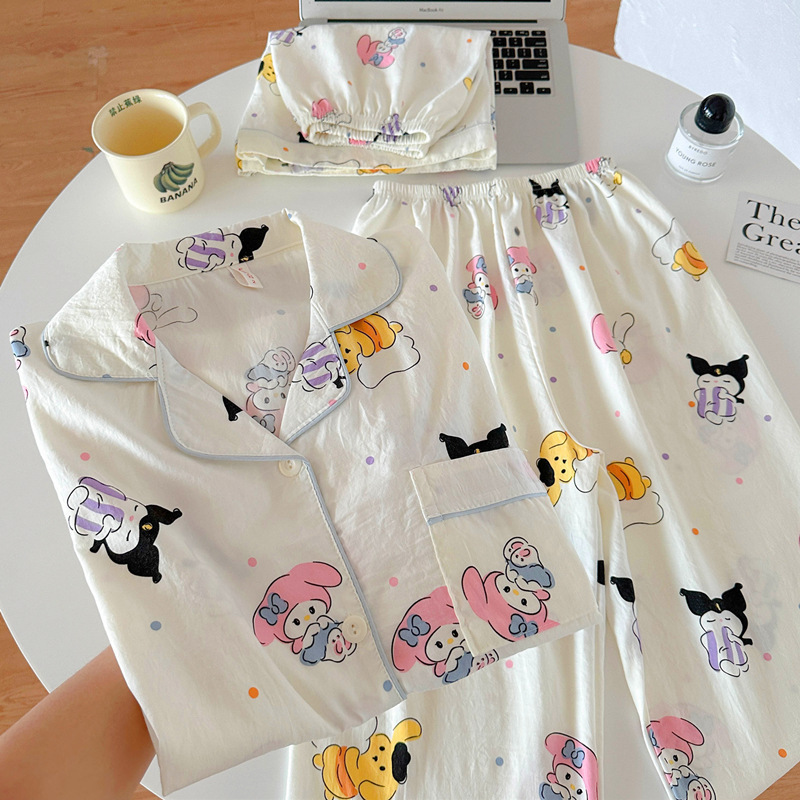 3pcs Cloud cotton summer pajamas for women – lightweight, loose-fitting, trendy loungewear that can also be worn outside. - Image 11