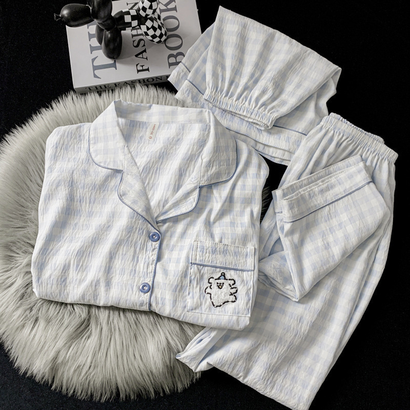 3pcs Cloud cotton summer pajamas for women – lightweight, loose-fitting, trendy loungewear that can also be worn outside. - Image 4