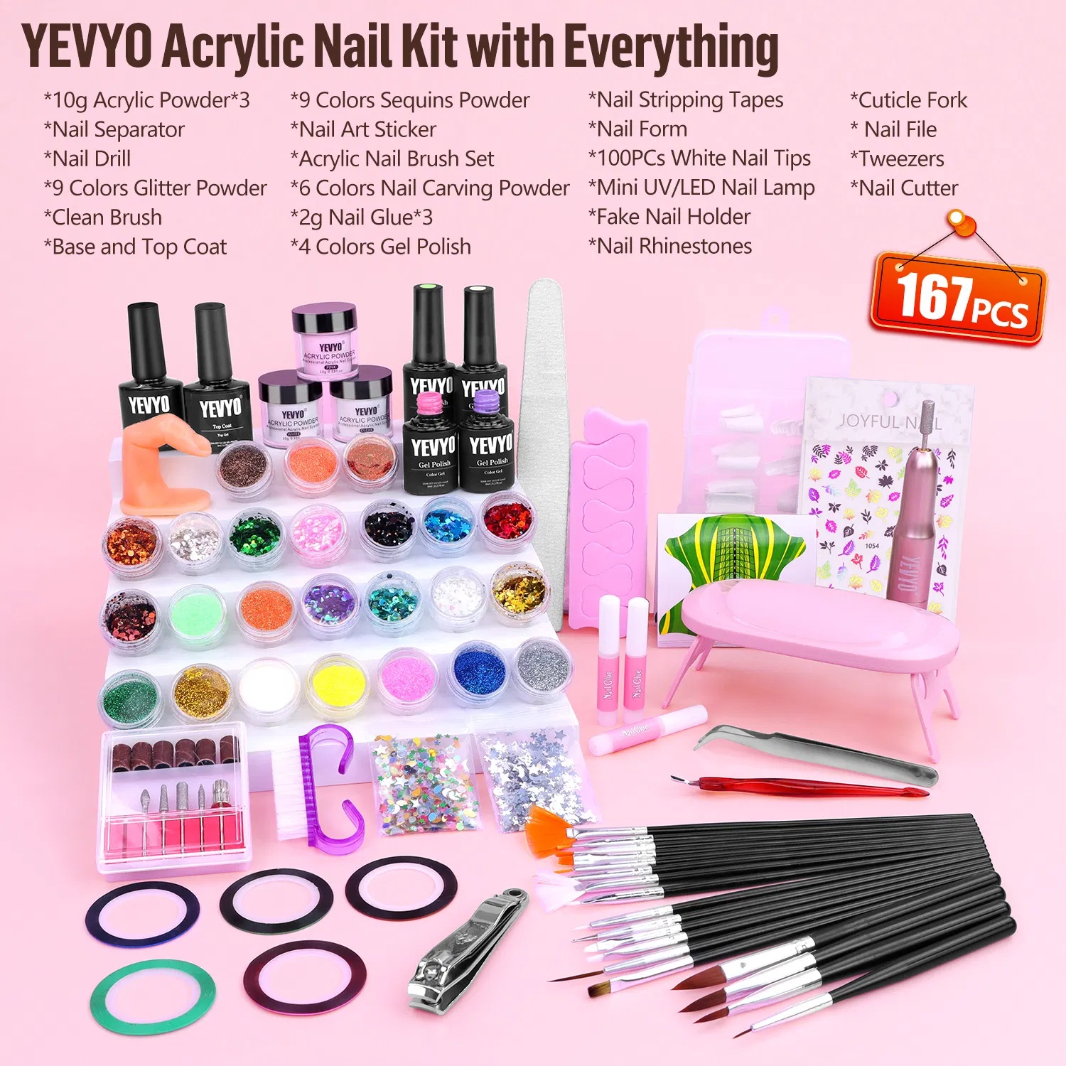 Acrylic Nail Kit With Drill, 4 Colors Gel Polish And UV Light Nail Kit, Birthday Gifts For Women, Valentines Day Gifts For Girl, Professional Nails Kit Acrylic Set With Everything For Beginners - Image 7